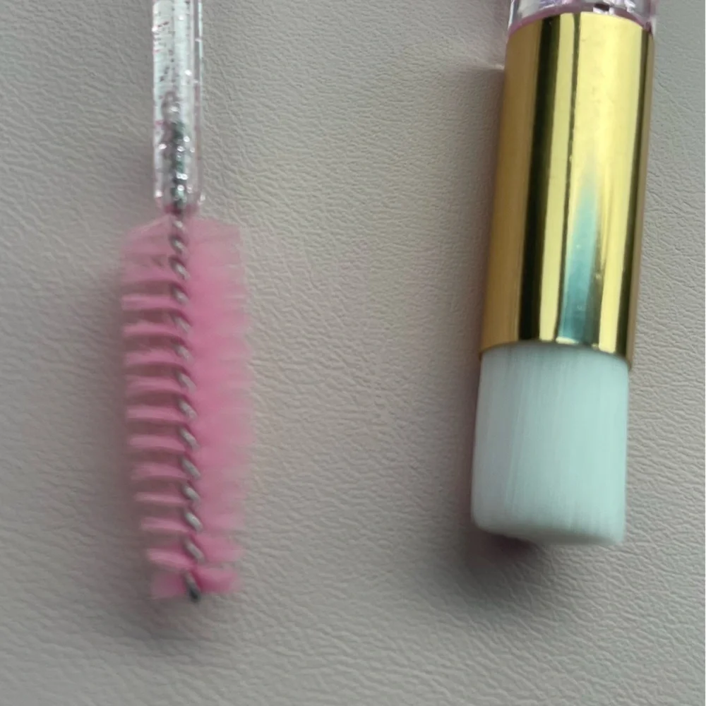 Eyelash Extension Aftercare Kit pink glitter gold keychain Lash Shampoo Brush